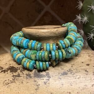 Jay King Bracelet Sterling Silver Blue & Green Turquoise 3 Strand Magnetic Close